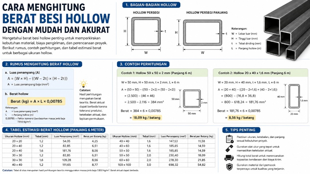 Rumus Menghitung Berat Besi Hollow